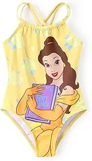 [Disney] Mickey and Friends Girls Swimsuits UPF 50+ One Piece Bathing Suits Sport Summer Beach Swimwear for Kids Size 3-13Y, Yellow, 3-4 Years