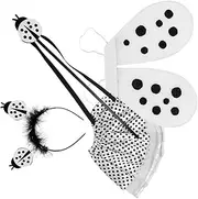 KOCKSHION 1 Set Black White Ladybug Wings for Lightweight Cosplay Costume Accessories for Parties Performances Durable Cloth Design for Easy Movement