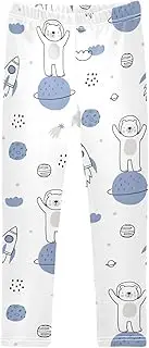 [GAIGEO] Pink French Bulldog Dog Girls Leggings, Breathable Leggings for Toddler Girls Soft Fabric, Stylish Design, Cute Cartoon Bear Space Print, 10 Years