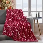 Kate Aurora Candy Canes & Christmas Reindeer Ultra Soft & Plush Throw Blanket