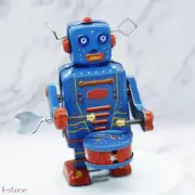 Tinplate Clockwork Drum March Robot Miniature Vintage Retro Goods Display