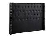 Foret Bed Head King Size Headboard Bedhead Frame Base Stud Tufted Fabric Black