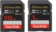 SanDisk SDXC Extreme PRO 280MB/s UHS-II Flash Memory Card 512GB 1TB