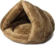 Beautiful Cat Cushion Cotton Plush Warm Dog Beds Large Bite Resistant Non Slip Semi Closed House Dog Cushion Machine Washable for Dogs Cats Rabbits Other Animals Pink,L (Color : Camel, Size : S)
