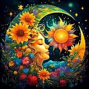 Camocin Sun and Moon Diamond Art Painting Kits for Adults, Round Gem Art Painting Kits for Beginners, DIY 5D Sun and Moon Diamond Dots Art Kits for Home Wall Decor Gifts 14 x 14 Inch