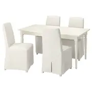 INGATORP / BERGMUND table and 4 chairs, white/Inseros white, 155/215 cm