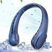 Portable Fan Neck Cooling Fan Bladeless Neck Fan 3 Speeds Adjustable,Faster Cooling USB Rechargeable Personal Fan, Ultra Quiet Blue for Office Outdoors