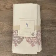 NEW Pottery Barn Kids Full Cassandra Belgian Linen Embroidered White Bed Skirt