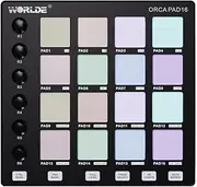 Worlde Orca Pad-16 - Performance Controller with 16 Pads with RGB Backlight, USB 2.0, Black