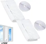 Portable Air Conditioner Window Seals Kit - 2 Pack AC Casement | Hot Air Stop Air Exchange Guards with Zip and Adhesive Fastener for Portable Air Conditioner and Tumble Dryer | 100% Sealing Waterproof