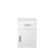 European Cabinetry VJ Panel Oval Brass Porto Bedside Table White