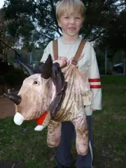 Kids Safari Wrap 'n' Ride Plush Brown / Green Triceratops Dinosaur Dino Costume