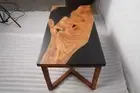 Black Epoxy Resin Coffee Table – Modern Wood & Resin Table for Living Room Decor