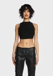[Pretty Garbage] Black Racerback Crop Tank Top