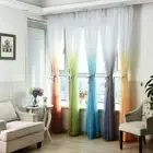 Gradient Color 3D Printed Curtains Divider Sheer Voile Single Panel Tulle
