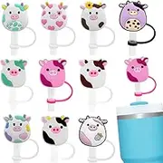 Straw Covers for Stanley Cup 10 Pcs, Silicone Cartoon Cow Straw Covers Cap Tips for Stanley Cup 10 Pcs, Silicone Cartoon Cow Straw Covers Cap Tips for Stanley