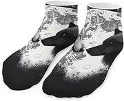 [QMNVBDS] Wolves Under The Moon Socks Ankle Length Socks Casual Short Socks for Women Men Low Cut Sports Socks Running Socks No Show Socks Ankle Socks Athletic Socks Workout Socks, Style, One Size
