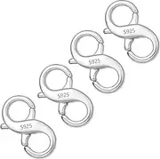 [ASH'S CHOICE] Lobster Clasp Necklace Bracelet Extender,925 Sterling Silver Necklace Connector Bracelet Extender Clasps, White Gold Plated Closures Claw for DIY Jewelry Repair(0.55"x0.24",Silver,4P)