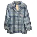 NEW Peter Alexander Plaid Long Sleeve Blue Pyjama Shirt Ladies Size Medium