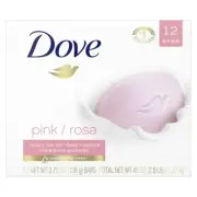 Dove Beauty Bar Women's Bath Soap Gentle Pink Rosa Moisturizing All Skin, 12 Bar