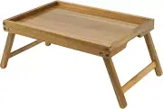 Acacia Bed Table Tray, Wooden Breakfast Tray with Folding Legs, Bed Tray for Eat