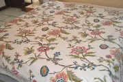 Cool Summer Hand Embroidered Bedspread~Kashmir Master Kingsize Bedcover 225x274
