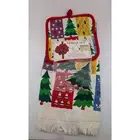 Sultans Linens Vintage 3 Piece Dish Towel Set Pot Holder Magnet Christmas (E)
