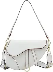 [AIZHIYI] Saddle Bag with Crossbody Strap for Women Trendy PU Leather Satchel Bag Saddle Underarm Handbag Crossbody Bag