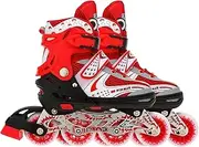 VEERA 732-733 Adjustable Inline Skates, Roller Skates for Kids with All Wheel Light Up,Indoor/Outdoor Lace-Up Fun Illuminating Roller Skate for Kid/Children's Inline Skates 70mm Wheels