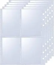 10 Pcs 2.5"x3.9" Trading Card Sleeve Pages, Photocard Double-Sided 4 Pocket Page Protector for A5 6 Ring Binder for Game Cards, Sportcards, Businesscards, Coupons, Miniphoto, Kpop Photocard