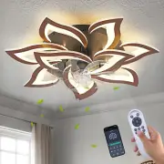 Modern Ceiling Fan with Light and Remote, 32 Inch Flush Mount Fandelier for Livi