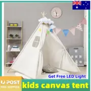 Large Teepee Tent Foldable Canvas Play Tent Children In/Outdoor Playhouse Kids