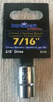Duracraft Pro 3/8 Inch Drive 6 Point 7/16 Inch Standard Shallow Socket - 31114