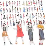 TEHAUX Retro Fashion Girls Stickers 100pcs Scrapbooking People Stickers Elegant Hand Account Decal for DIY Decor
