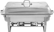 TOMVAES Chafing Dish Stainless Steel with 3 Full Size Pans Food Buffet Warmer Pan Multifunctional Stainless Steel Dinner Plate Tray Set Buffet Server for Parties (Double grids) (Q140131)