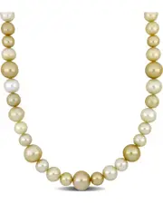 14K 0.06 ct. tw. Diamond 11-15mm Pearl Necklace