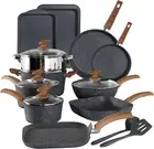 Kitchen Academy 17-Piece Induction Cookware Set, Non-Stick Black Granite.