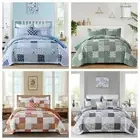 Soft Bedspread Coverlet Set Queen King Size Patchwork Quilted Bed Pillowcase New