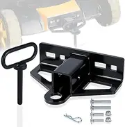 Zero Turn Lawn Mower Hitch with 1-1/4" Receive, 6mm Thicker Heavy Duty Steel Bolt On Trailer Hitch Receivers with Hitch Pins, Universal Upgrade Versatile Chain Slot Rugged with Carriage Bolt Hardware