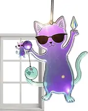 Cat Sun Catcher for Window | Kitten Pendant - Acrylic Colorful Wall Art Pendant Decoration for Kitchen Garden Window Panels Cat Lover