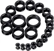 [Longbeauty] 20pcs Tunnels Kit 2g-1" Silicone Ear Skin Gauges Plugs Ear Expander Stretching Set