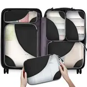 6Pc Luggage Packing Cube,Travel Storage Bag Organizer Set Mesh Visual Luggage Bag For Different Size Suitcase Black Color