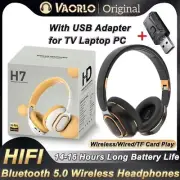 H7 Bluetooth Headphones - Wireless, Noise Cancelling, Bass, USB Adapter,