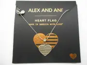 Alex and Ani Heart Flag Necklace Rafaelian Silver NWTBC