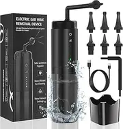 Automatic Ear Wax Removal USB Electric Ear Cleaner - Earwax Remover Earwax Rinse Cleaning Ear Wax Washer Lavage Earwax Flushing Tool Ear Irrigation Kit with 8 Tips 3 Pressure Setting