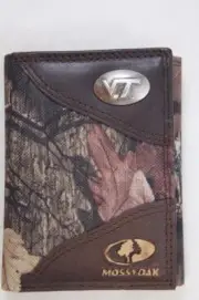 ZEP PRO Virginia Tech Hokies MOSSY OAK Camo Trifold Wallet Tin GIFT Box