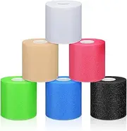 6 Pieces Foam Underwrap Athletic Foam Tape Sports Pre Wrap Athletic Tape Sports Tape for Ankles Wrists Hands and Knees, 2.75 x 30 Yards (Wheat, White, Blue, Green, Pink, Black)