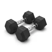 2 x 7.5kg Hex Rubber Coat Iron Dumbell Home Gym Strength Weight Commercial Grade