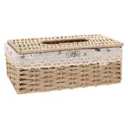 Handwoven Tissue Box Tissue Storage Box Weaving Tabletop Box Desktop Napkin Box