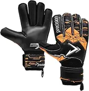 Precision Childrens/Kids Fusion X Roll Finger Protect Roll Finger Goalkeeper Gloves (UK Size: 6) (Black/Fluorescent Orange/White)